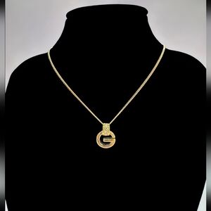 Vintage Givenchy Rhinestone G Necklace | 15.5 in